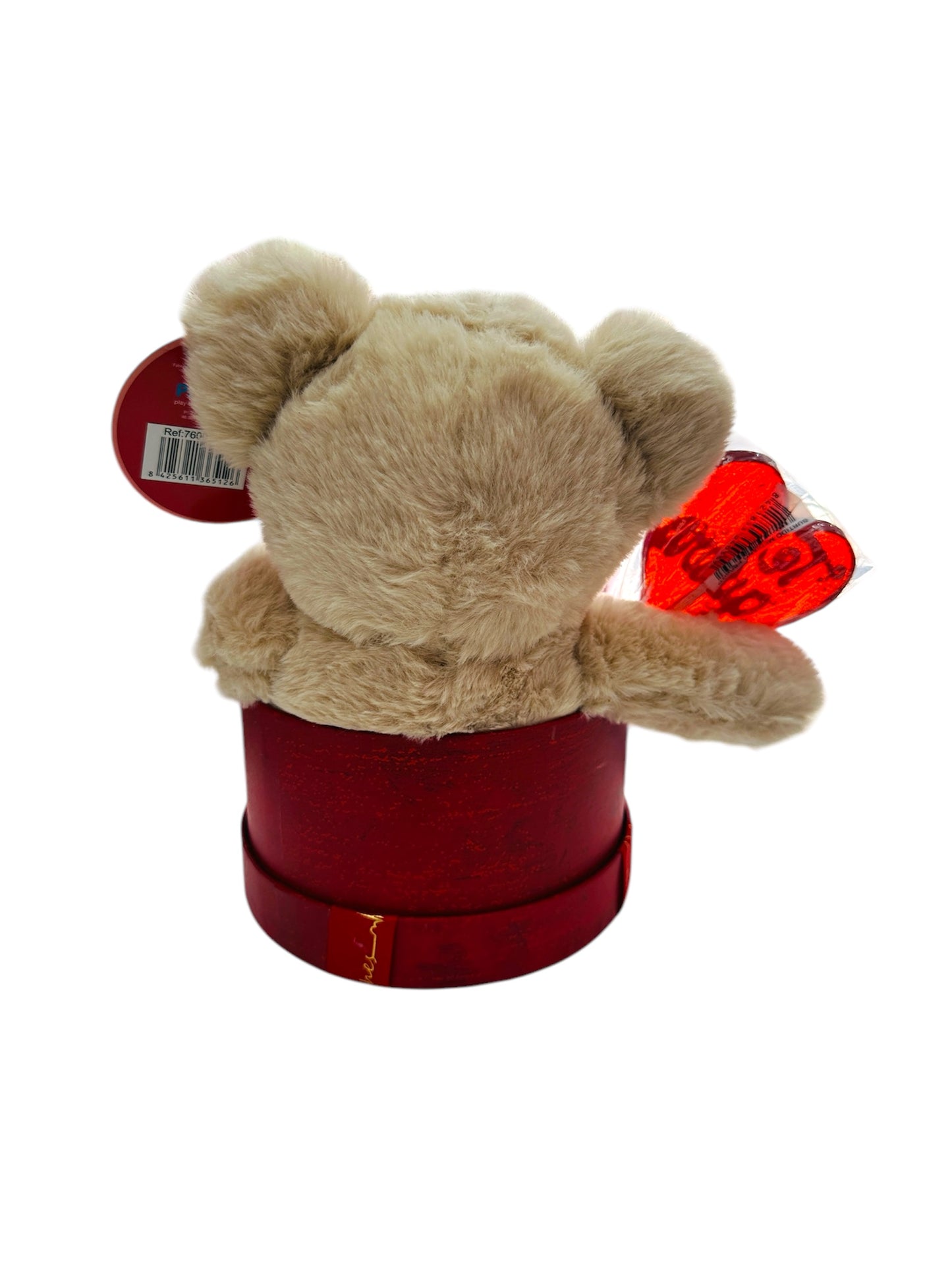 Caja dulce con oso de peluche 32 cm y perfume de bolsillo en forma de labio