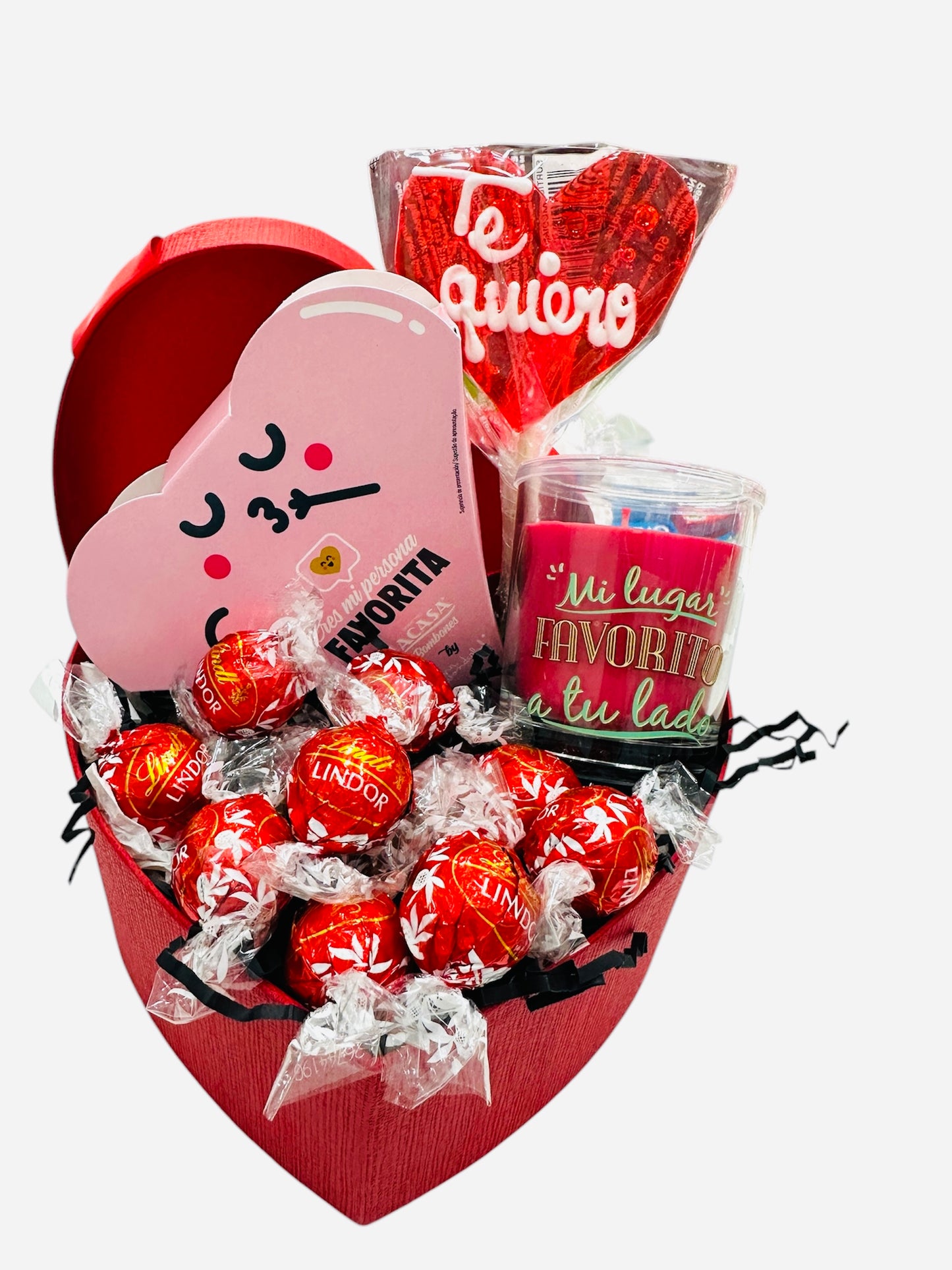 Caja dulce con bombones Mr Wonderful y vela aromática mi lugar favorito es a tu lado