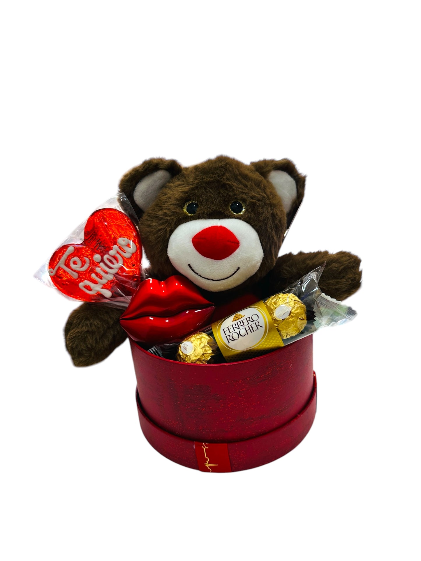 Caja dulce con peluche 32cm y perfume en forma de labio