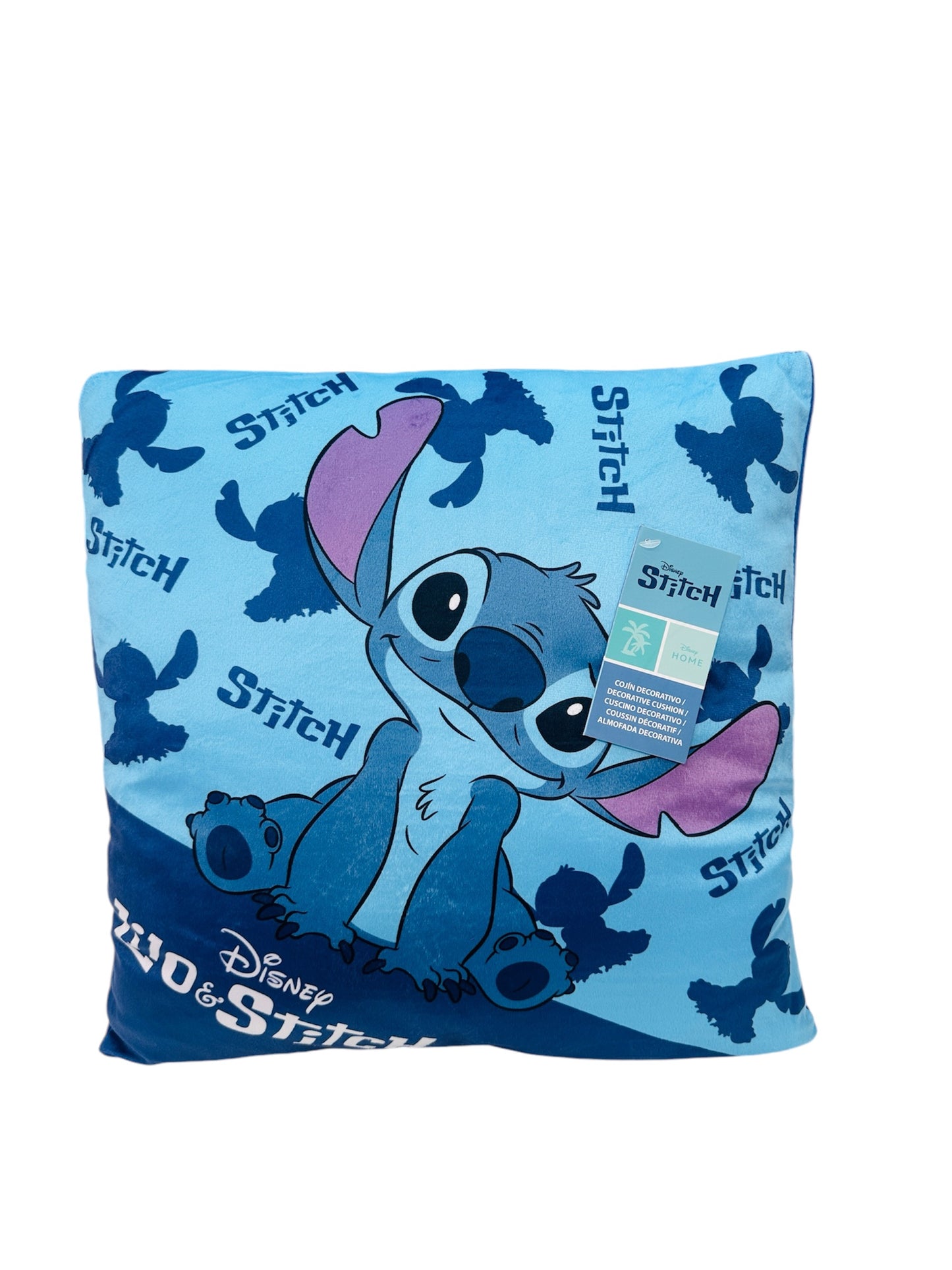 Cojín de Lilo & Stich Disney 38x38 super soft 100% original - Azul