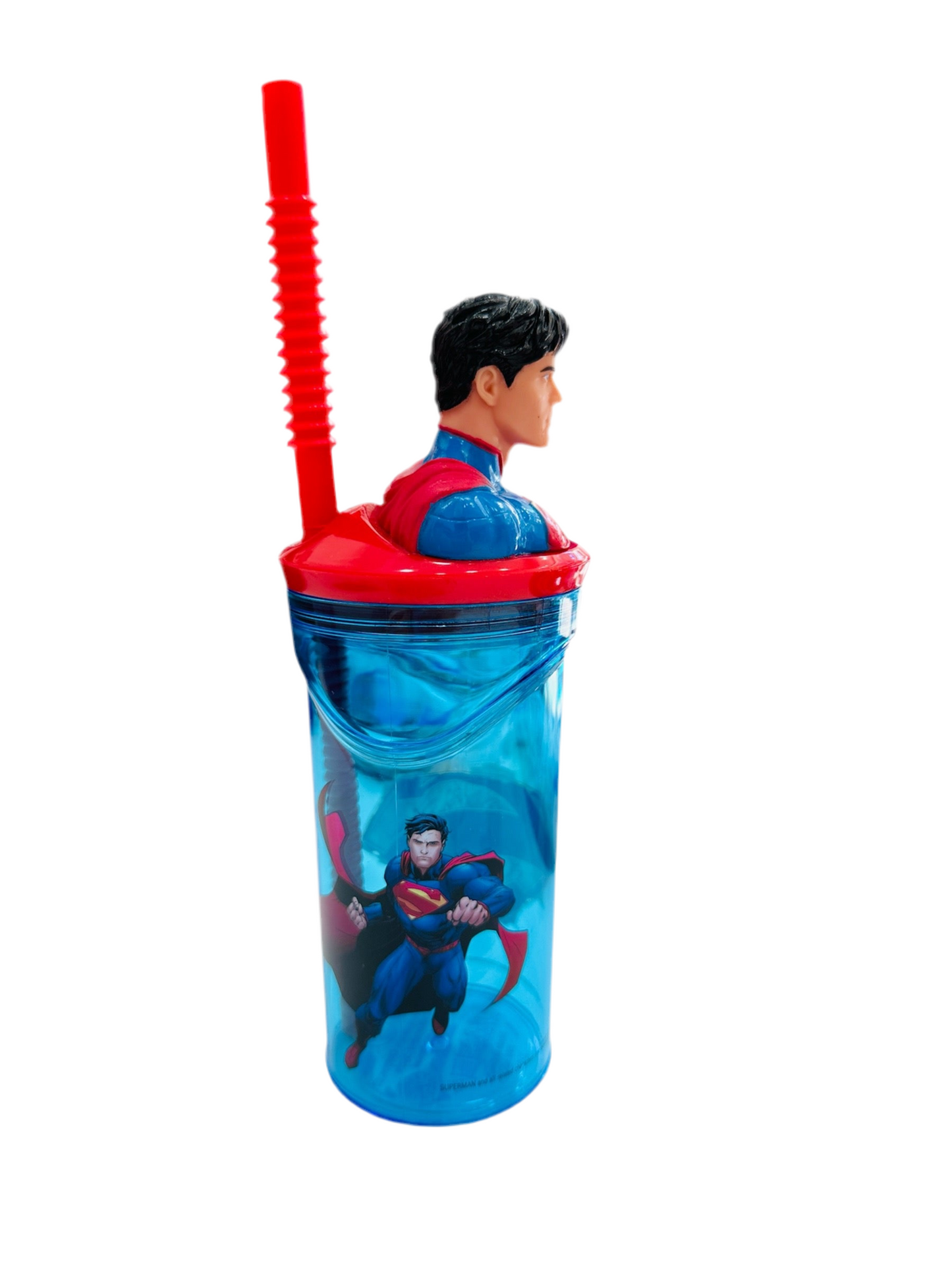 Vaso con pajita y cabeza 3D de Superman