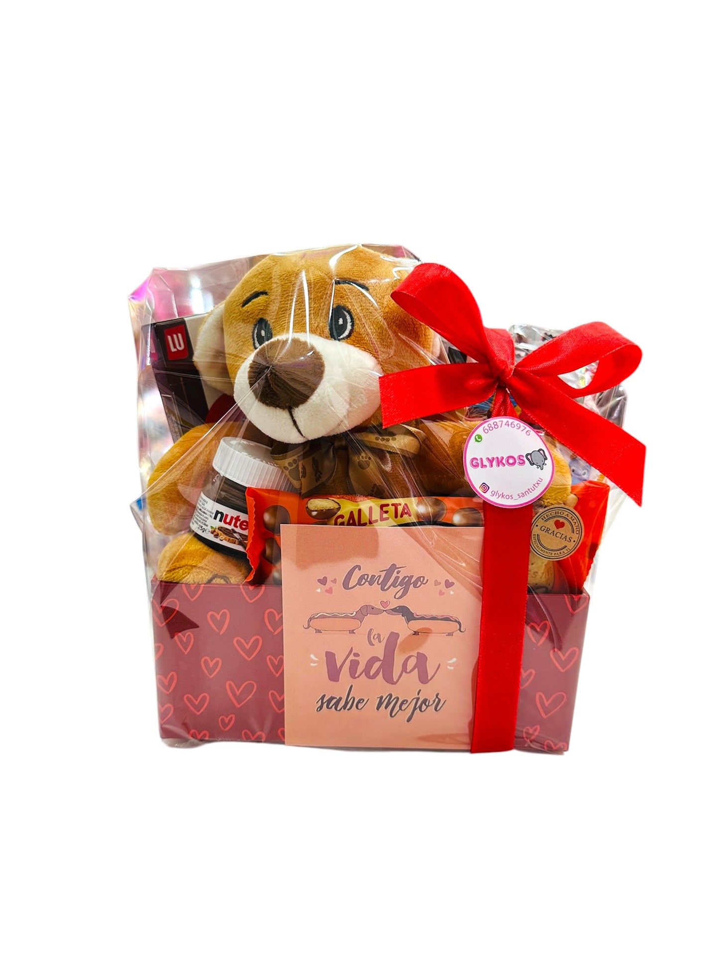 Caja dulce con osito de peluche