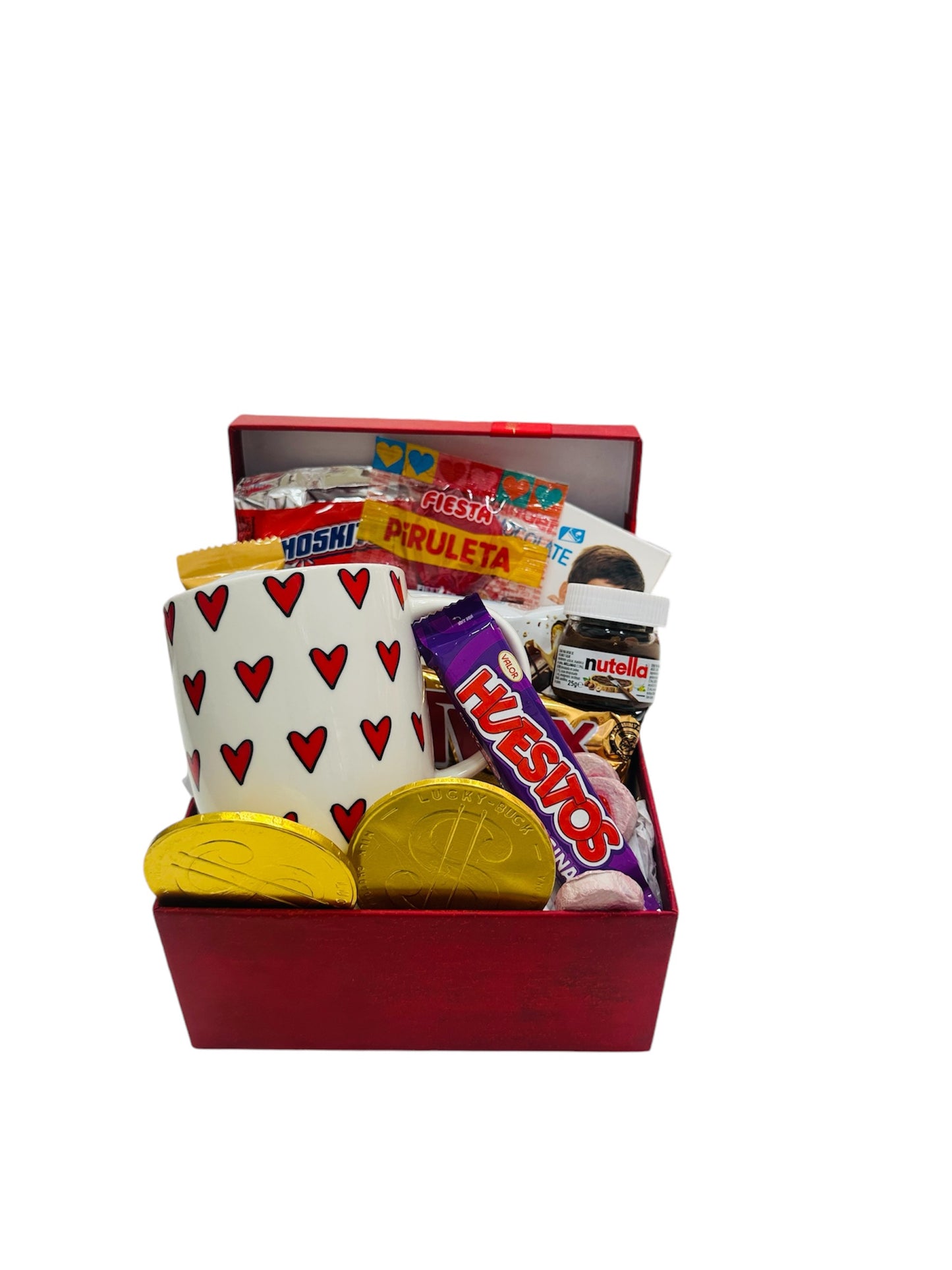 Caja de Chocolate con Taza corazones