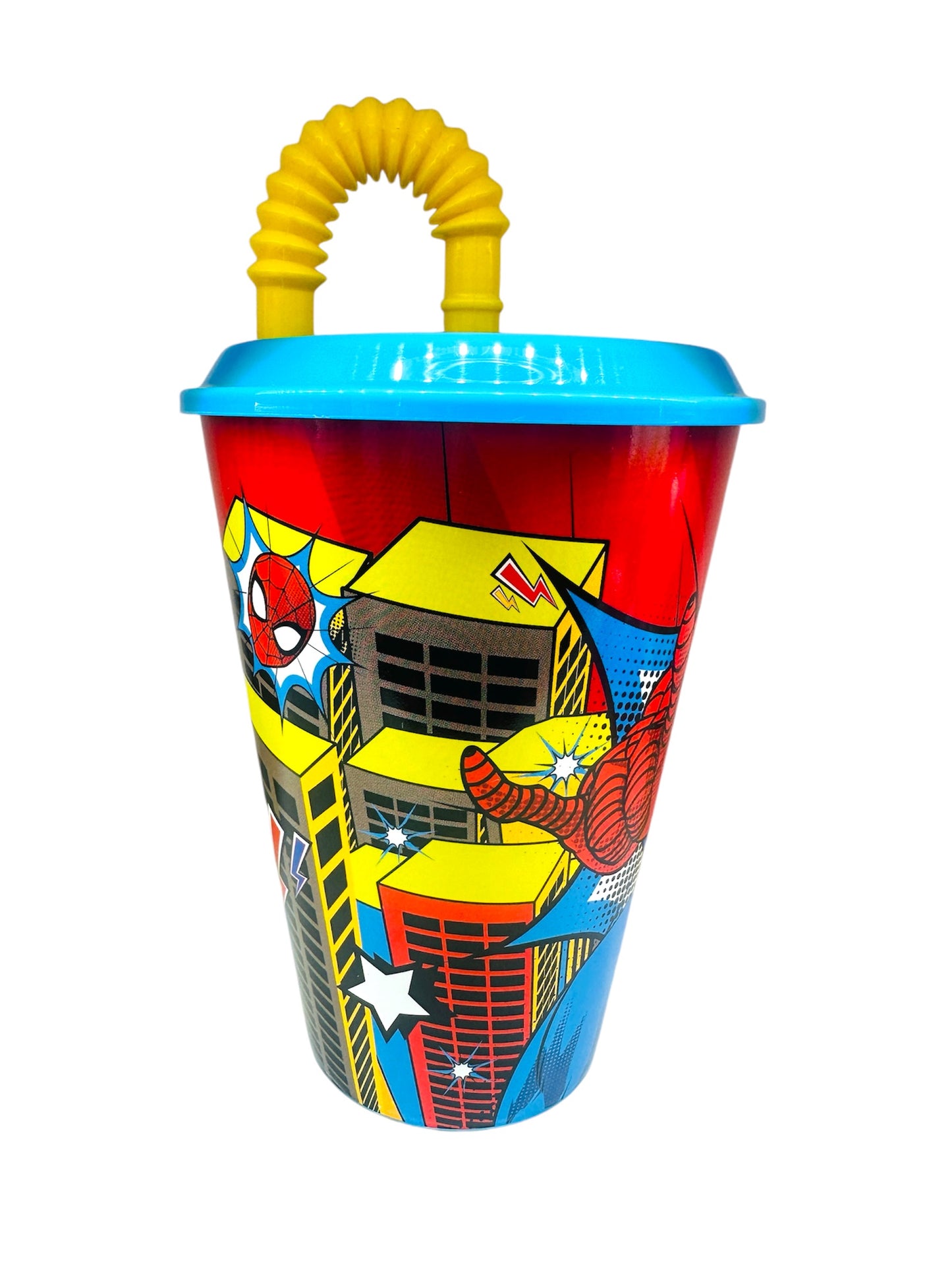 Vaso con pajita de Spiderman