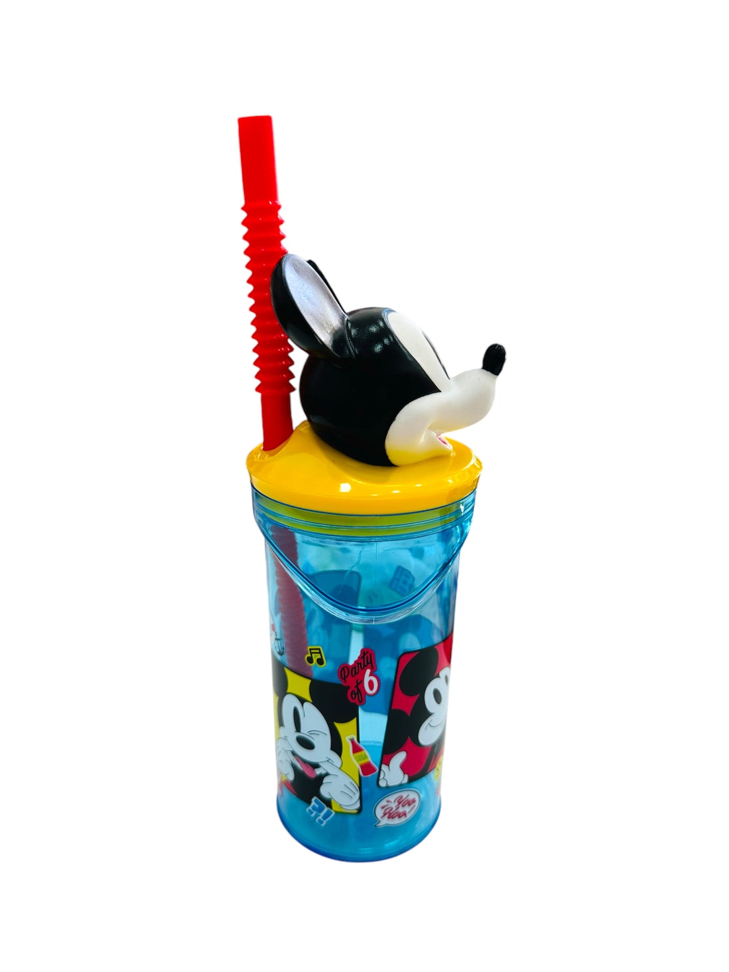 Vaso con pajita y cabeza 3 D de Mickey Mouse