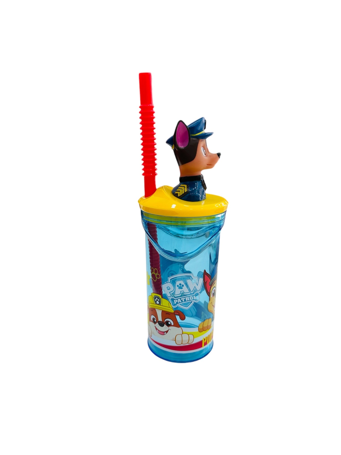 Vaso con pajita y cabeza 3D de Chase y la patrulla canina